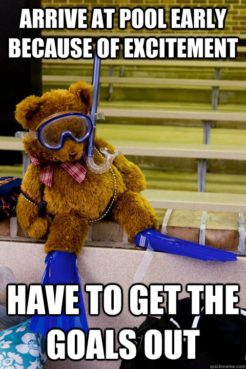 Arrive at pool early because of excitement have to get the goals out - Arrive at pool early because of excitement have to get the goals out  Underwater Hockey Bear