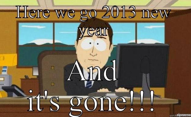 HERE WE GO 2013 NEW YEAR AND IT'S GONE!!! aaaand its gone