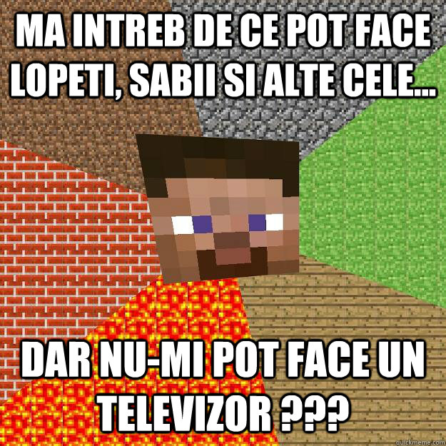 ma intreb de ce pot face lopeti, sabii si alte cele... dar nu-mi pot face un televizor ???  Minecraft