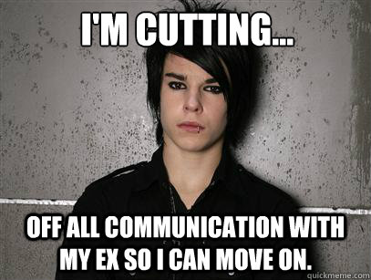 I'm cutting... off all communication with my ex so I can move on.  Rational Thinking Emo Kid