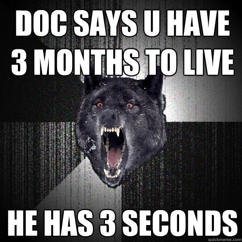 Doc says u have 3 months to live he has 3 seconds  Insanity Wolf