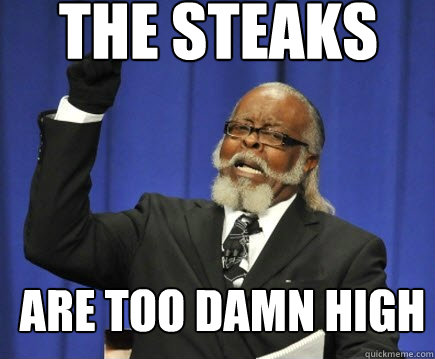 The steaks are too damn high - The steaks are too damn high  Too Damn High