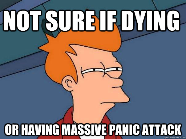 Not sure if dying or having massive panic attack  Futurama Fry