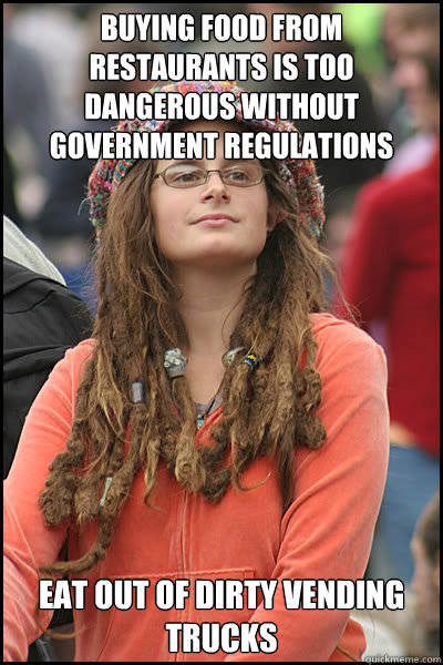 Buying food from restaurants is too dangerous without government regulations Eat out of dirty vending trucks  College Liberal