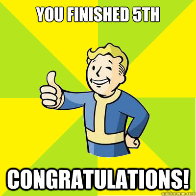 you finished 5th congratulations!  Fallout new vegas