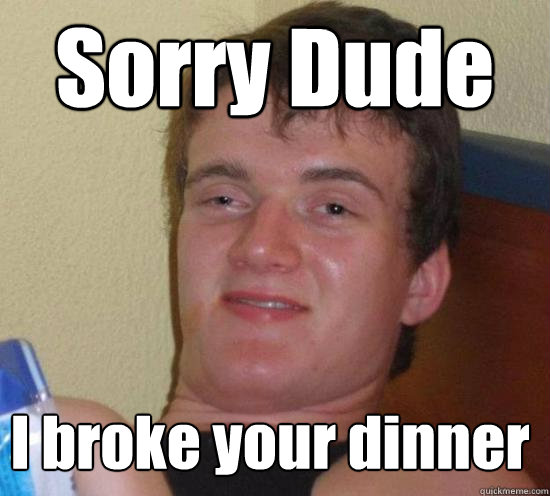 Sorry Dude I broke your dinner - Sorry Dude I broke your dinner  10 Guy