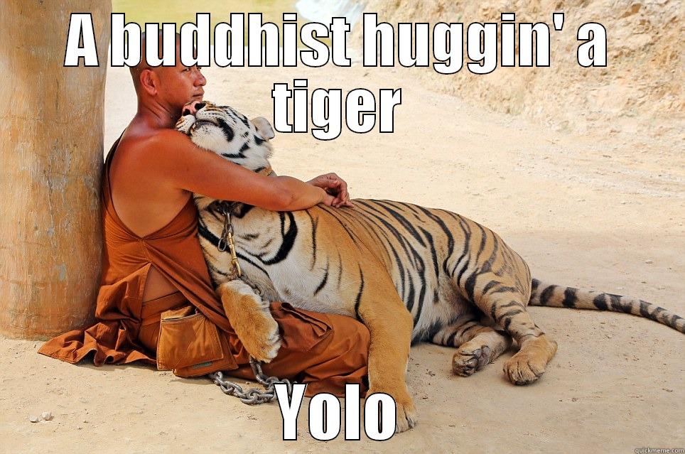 Yolo Buddhist - A BUDDHIST HUGGIN' A TIGER YOLO Misc