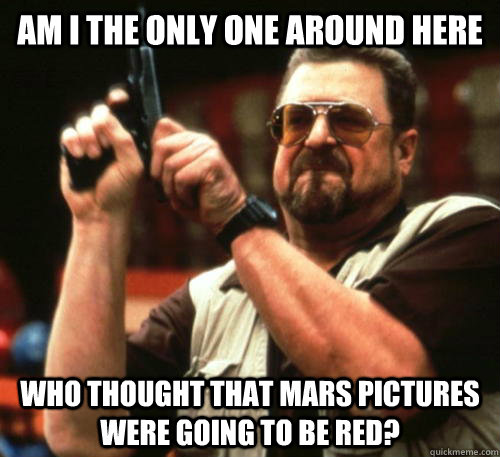 Am I the only one around here Who thought that mars pictures were going to be red?  Am I The Only One Around Here