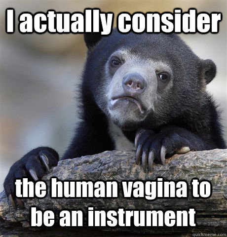 I actually consider the human vagina to be an instrument  Confession Bear