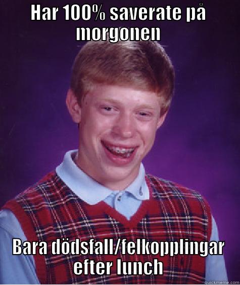 HAR 100% SAVERATE PÅ MORGONEN BARA DÖDSFALL/FELKOPPLINGAR EFTER LUNCH Bad Luck Brian