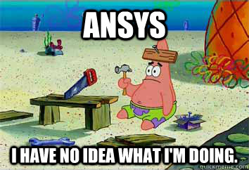 ANSYS I have no idea what I'm doing.  I have no idea what Im doing - Patrick Star