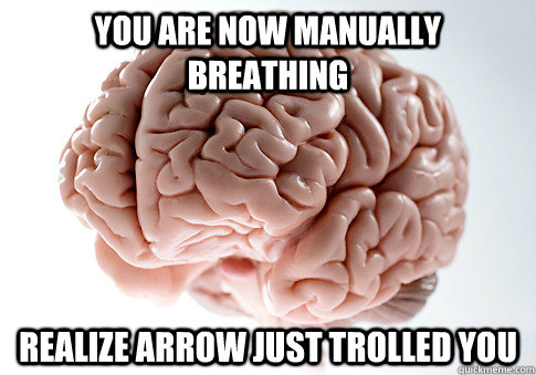 You are now manually breathing Realize arrow just trolled you  - You are now manually breathing Realize arrow just trolled you   Scumbag Brain