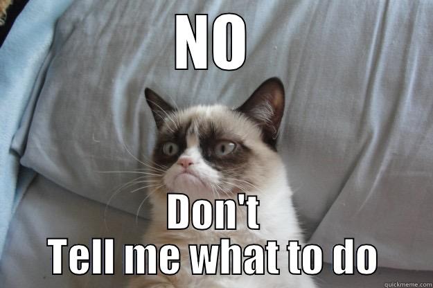 NO DON'T TELL ME WHAT TO DO Grumpy Cat