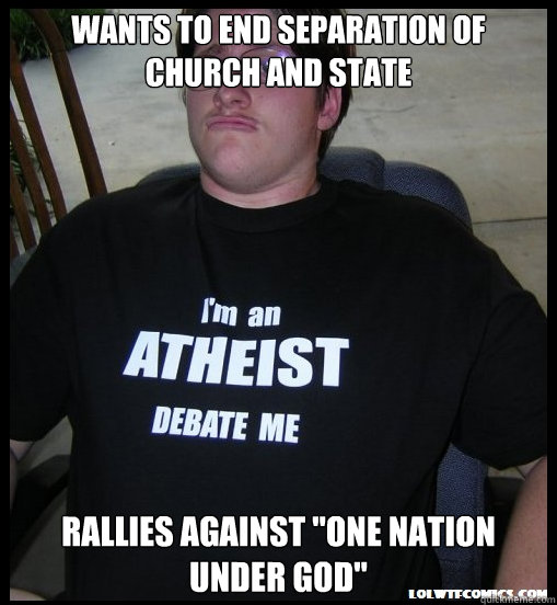 Wants to end separation of Church and State Rallies against 