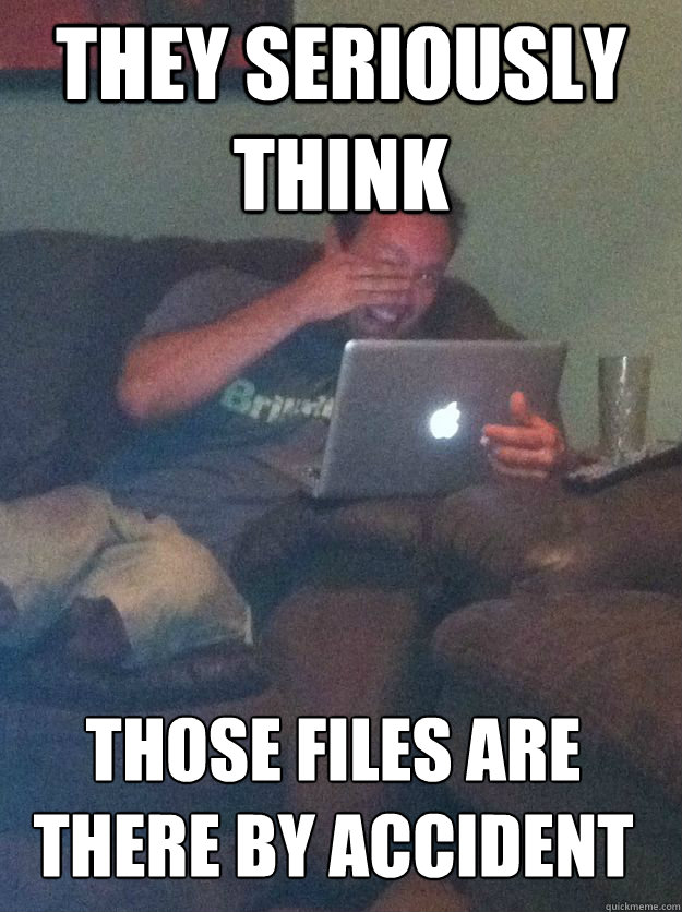 THEY SERIOUSLY THINK THOSE FILES ARE THERE BY ACCIDENT  MEME DAD