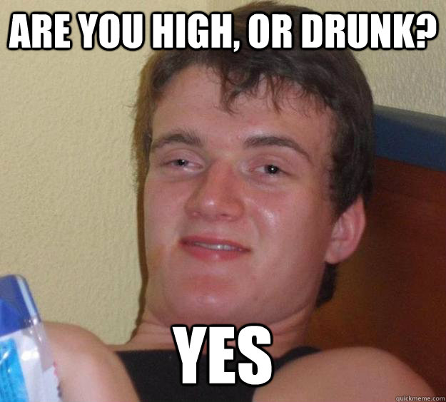 Are you high, or drunk? Yes  10 Guy