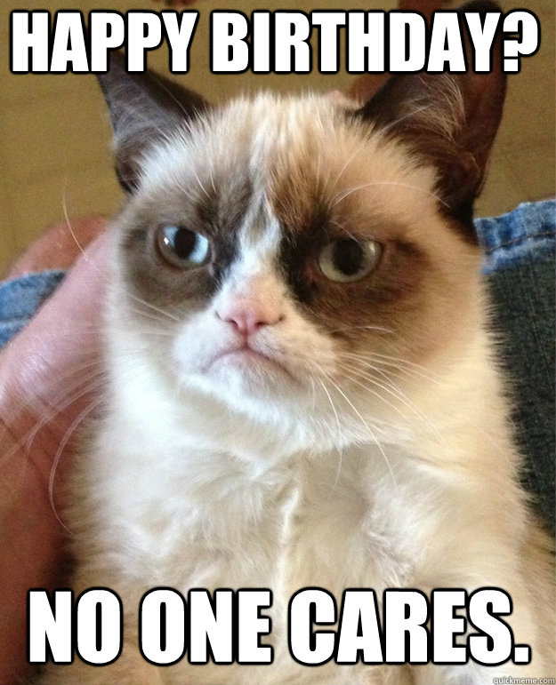 Happy Birthday? no one cares.  grumpy cat birthday