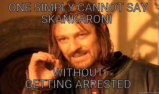 ONE SIMPLY CANNOT SAY SKANKARONI  WITHOUT GETTING ARRESTED Boromir