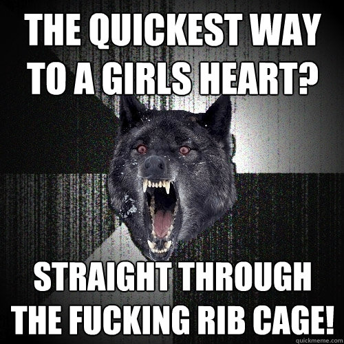 The quickest way to a girls heart? Straight through the fucking rib cage!  Insanity Wolf