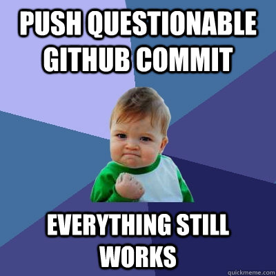 Push Questionable Github Commit Everything Still Works  Success Kid