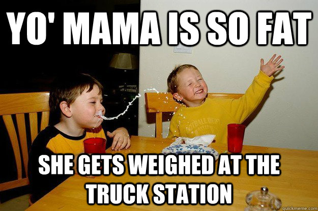 yo' mama is so fat  she gets weighed at the truck station  yo mama is so fat