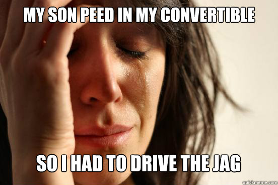 My son peed in my convertible so i had to drive the jag Caption 3 goes here  First World Problems