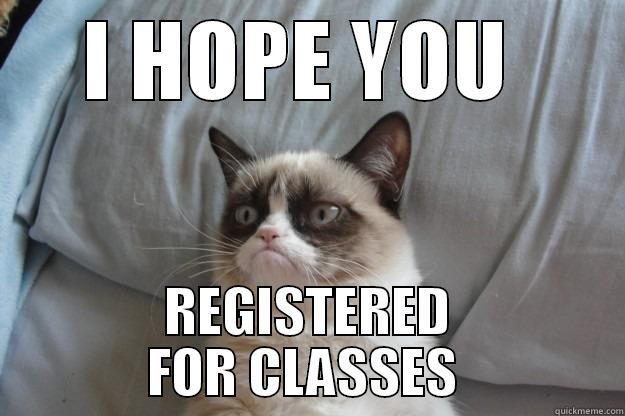 I HOPE YOU  REGISTERED FOR CLASSES  Grumpy Cat