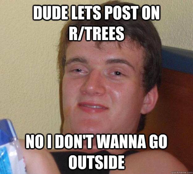 Dude lets post on r/trees no I don't wanna go outside - Dude lets post on r/trees no I don't wanna go outside  10 Guy