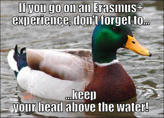 Erasmus+ experience - IF YOU GO ON AN ERASMUS+ EXPERIENCE, DON'T FORGET TO... ...KEEP YOUR HEAD ABOVE THE WATER! Actual Advice Mallard