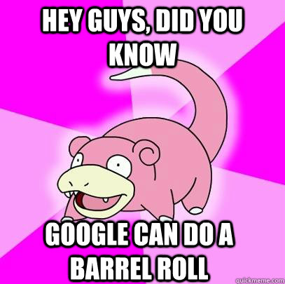 hey guys, did you know google can do a barrel roll  Slowpoke