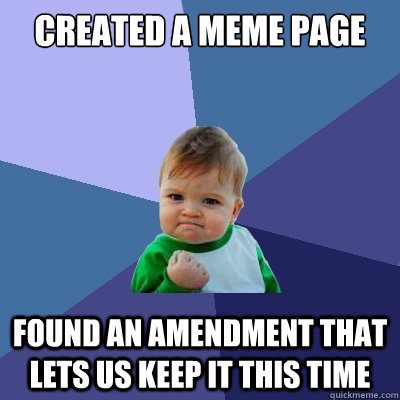 Created a meme page found an amendment that lets us keep it this time  Success Kid