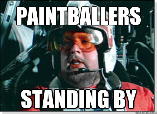 Paintballers Standing by  Red Leader