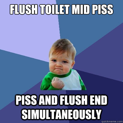 Flush toilet mid piss piss and flush end simultaneously  Success Kid