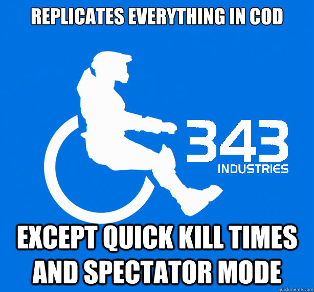 Replicates everything in COD except quick kill times and spectator mode  343 Logic