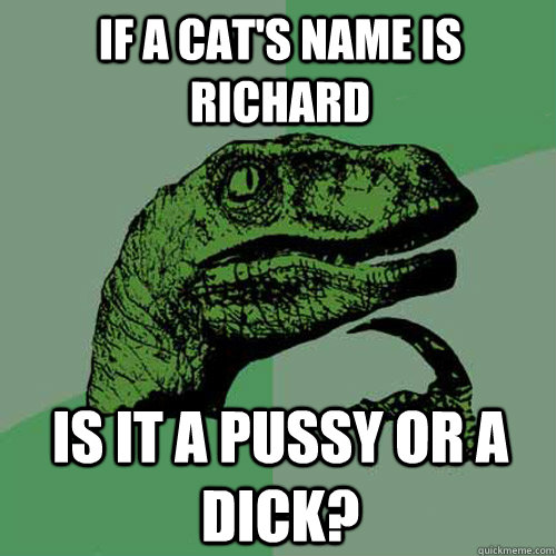 if a cat's name is Richard is it a pussy or a dick?  Philosoraptor