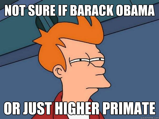 not sure if barack obama or just higher primate  Futurama Fry