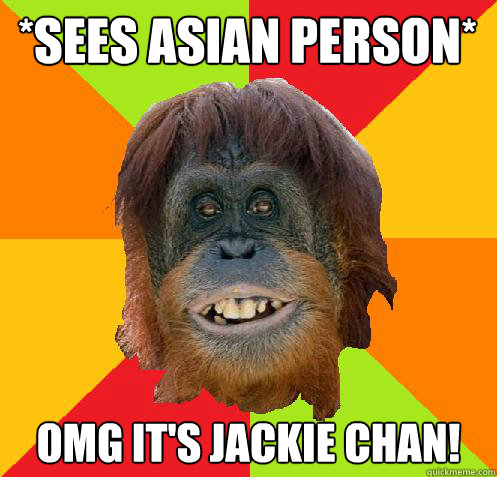 *Sees asian person* omg it's jackie chan!  Culturally Oblivious Orangutan