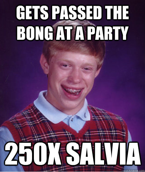 Gets passed the bong at a party 250x salvia  Bad Luck Brian