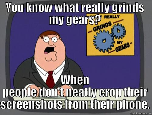 YOU KNOW WHAT REALLY GRINDS MY GEARS? WHEN PEOPLE DON'T NEATLY CROP THEIR SCREENSHOTS FROM THEIR PHONE. Grinds my gears