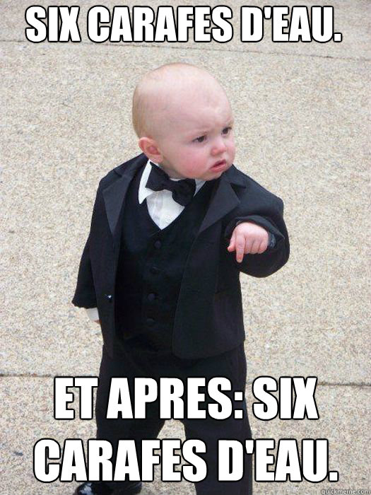 Six carafes d'eau. Et apres: six carafes d'eau. Caption 3 goes here - Six carafes d'eau. Et apres: six carafes d'eau. Caption 3 goes here  Baby Godfather