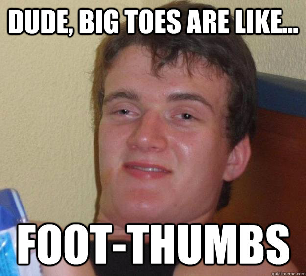 Dude, big toes are like... Foot-thumbs  10 Guy