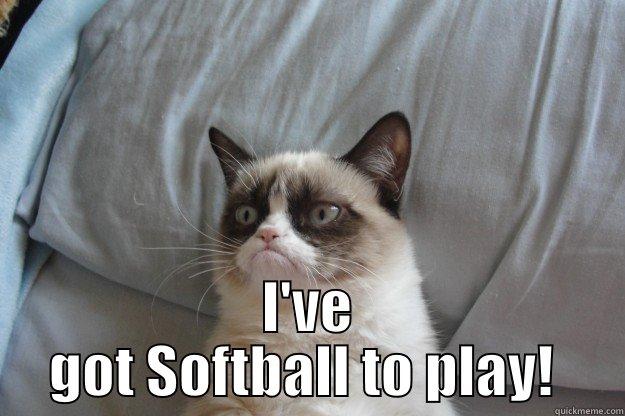 Rain Rain... Go away!  -  I'VE GOT SOFTBALL TO PLAY!  Grumpy Cat