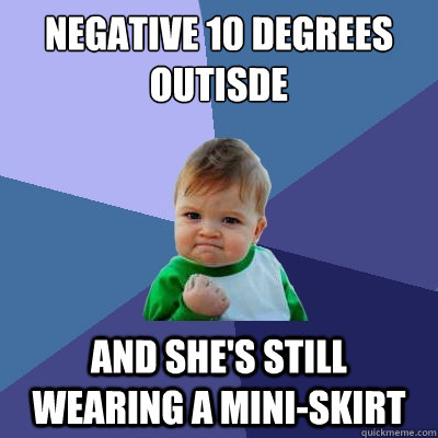 Negative 10 Degrees Outisde And she's still wearing a mini-skirt  Success Kid