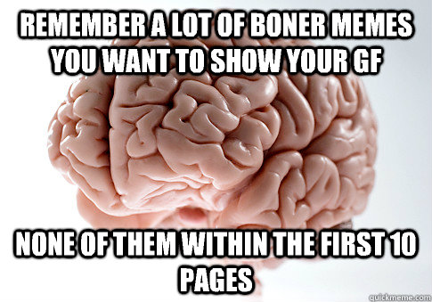 Remember a Lot of boner memes YOU want to Show your gf  None of Them within the first 10 pages   Scumbag Brain