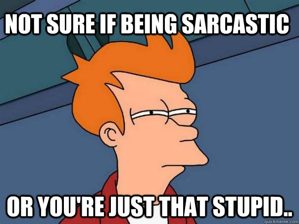 Not sure if being sarcastic Or you're just that stupid.. - Not sure if being sarcastic Or you're just that stupid..  Futurama Fry