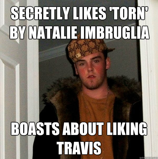 secretly likes 'torn' by natalie imbruglia boasts about liking travis - secretly likes 'torn' by natalie imbruglia boasts about liking travis  Scumbag Steve