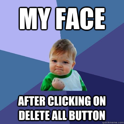 My face after clicking on delete all button  Success Kid