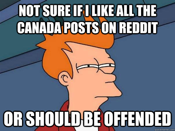 Not sure if I like all the Canada posts on Reddit or should be offended  Futurama Fry