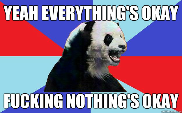 Yeah everything's okay Fucking nothing's okay  Passive-Aggressive Panda