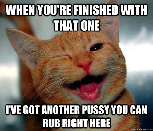 When you're finished with that one I've got another pussy you can rub right here  